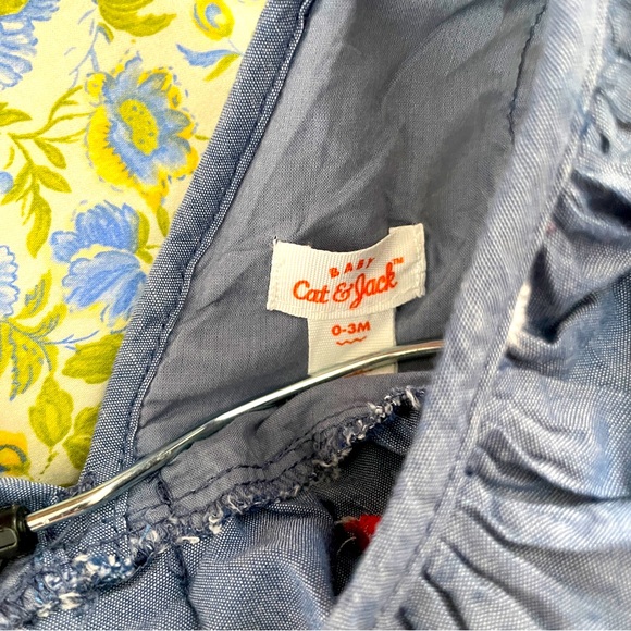 Cat & Jack Red White and Blue Popsicle Jean Bubble Romper onesie Size 0-3 Months - Picture 16 of 17